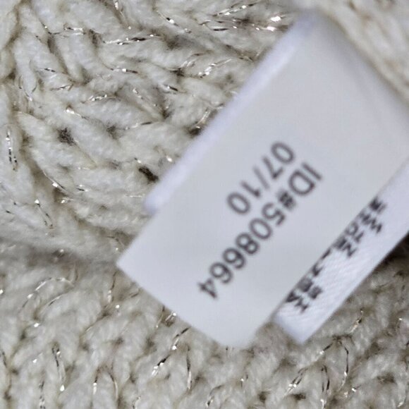 Y2k Cozy Neutral Cream Sparkle Tie Waist Chunky Sweater - Picture 7 of 10